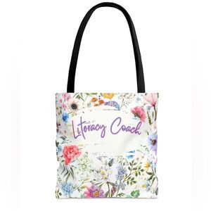 Canvas Floral Tote Bag for a Literacy Coach, NEW
